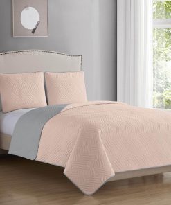 Juego de Edredón Reversible de Lujo -Rosa Gris