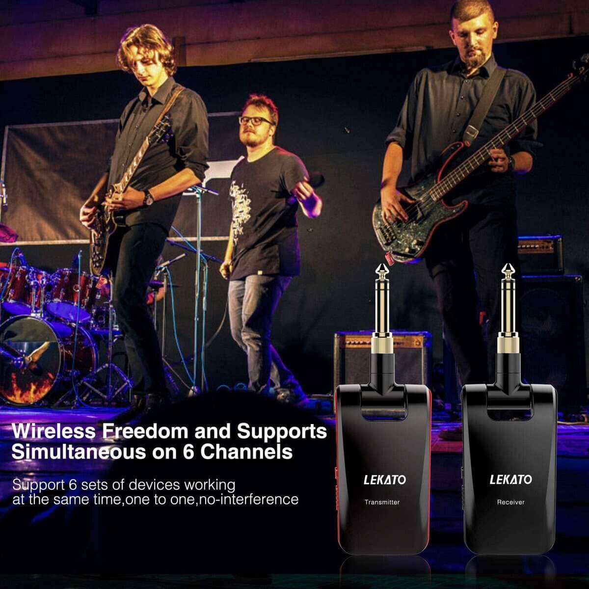 Sistema de Guitarra Inalámbrico LEKATO 2.4GHz Transmisor - Imagen 6