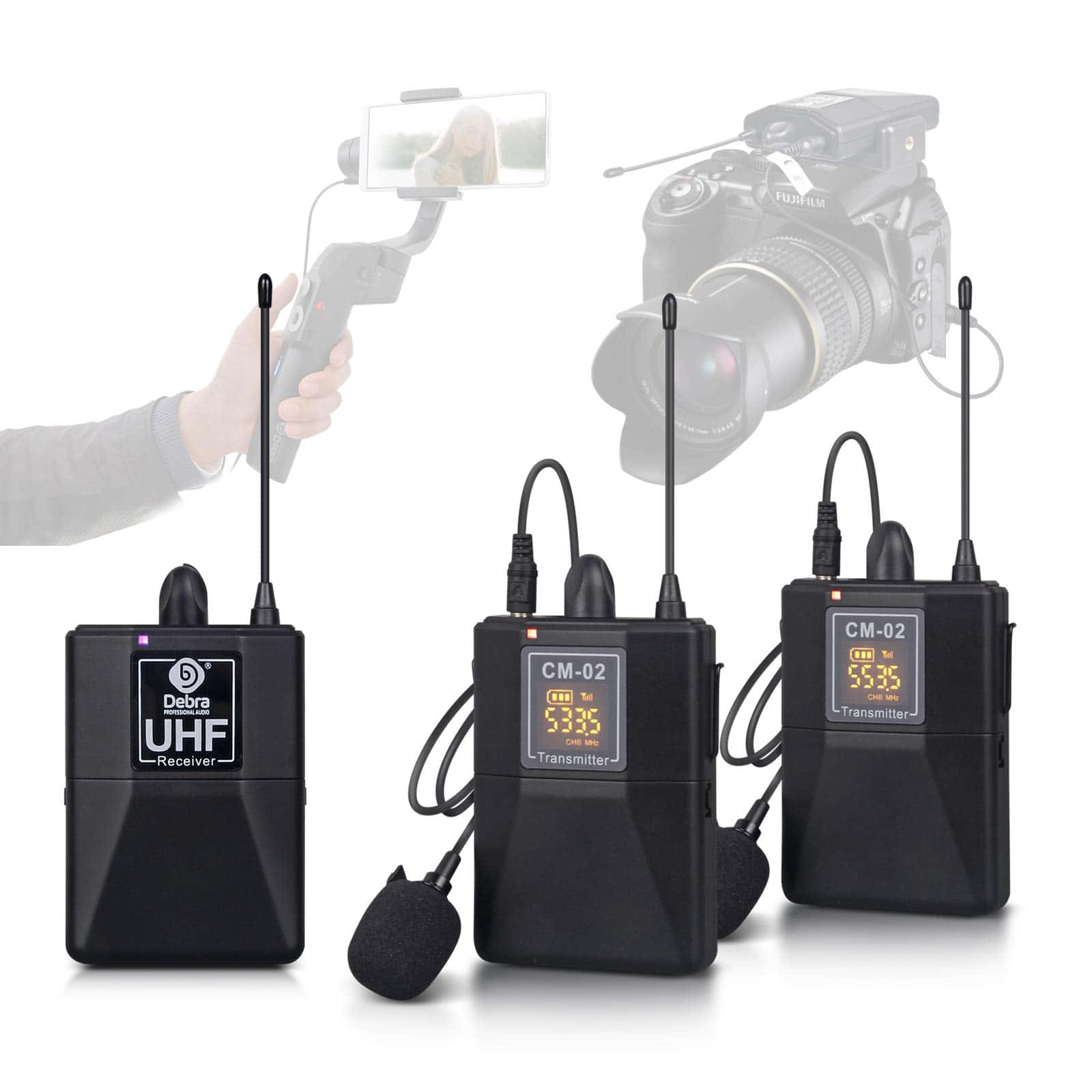 D Debra CM-02 Micrófono Lavalier Inalámbrico UHF con 30