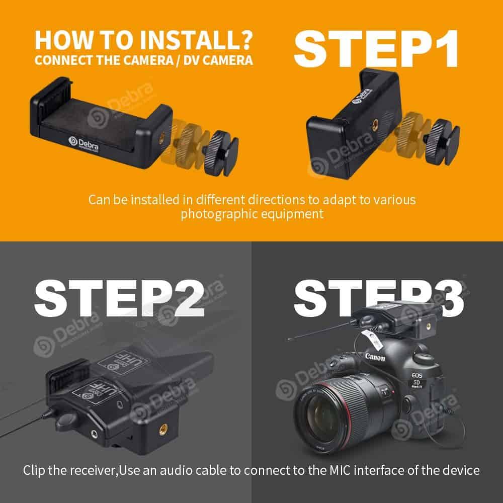 D Debra CM-02 Micrófono Lavalier Inalámbrico UHF con 30 - Imagen 6