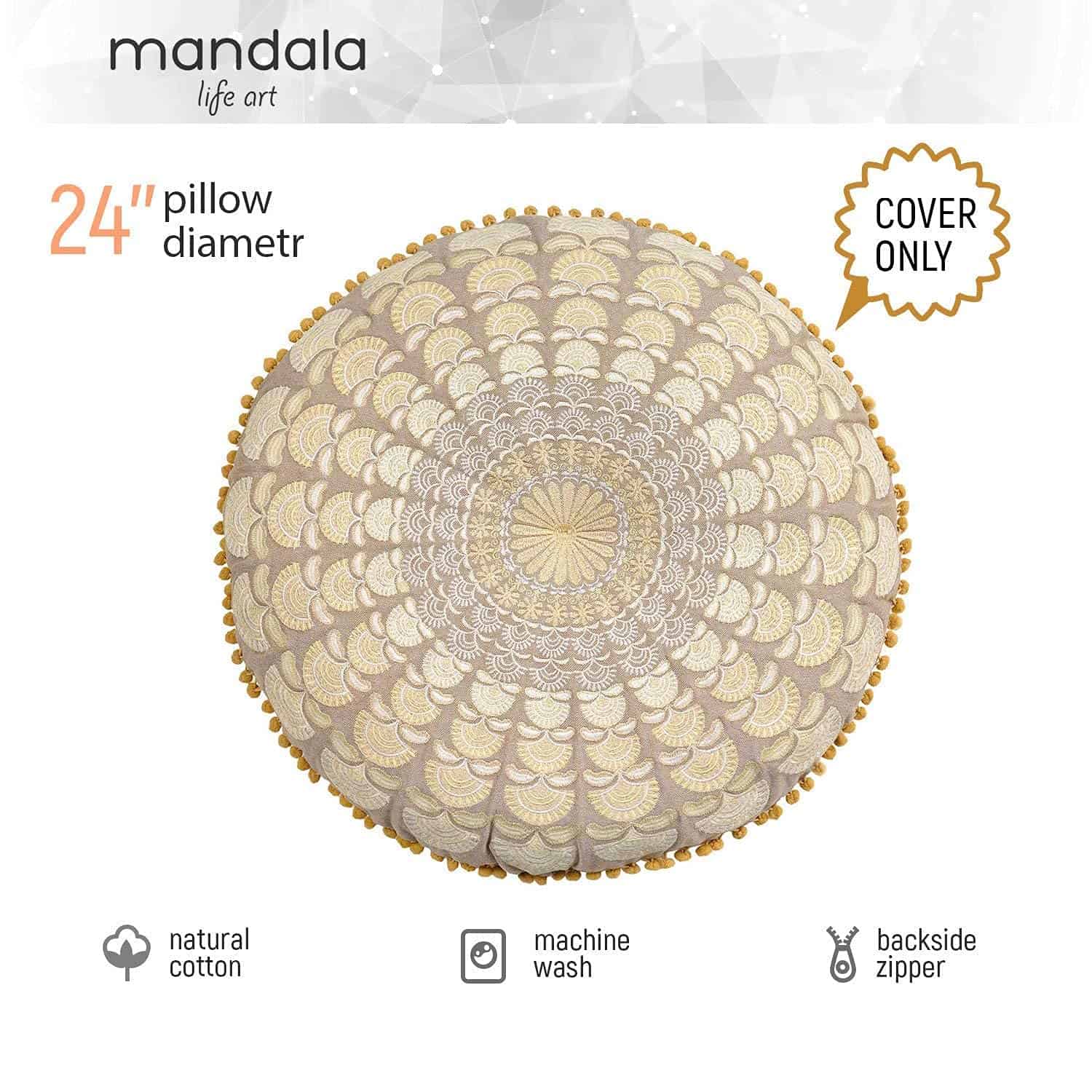 Funda de Cojín de Suelo Bohemio Mandala Life ART - - Imagen 5