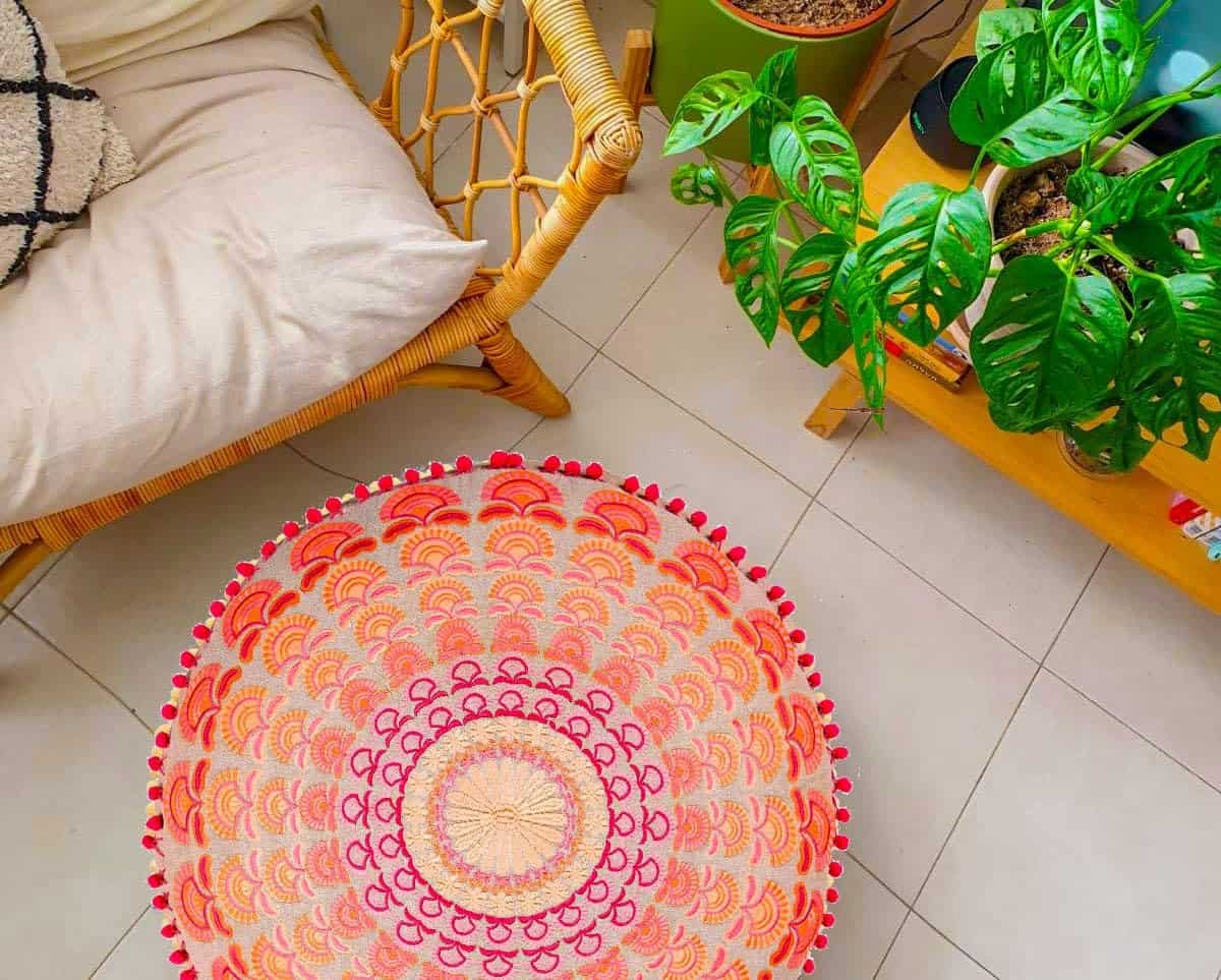 Funda de cojín grande estilo boho Mandala Life ART rosa - Imagen 9
