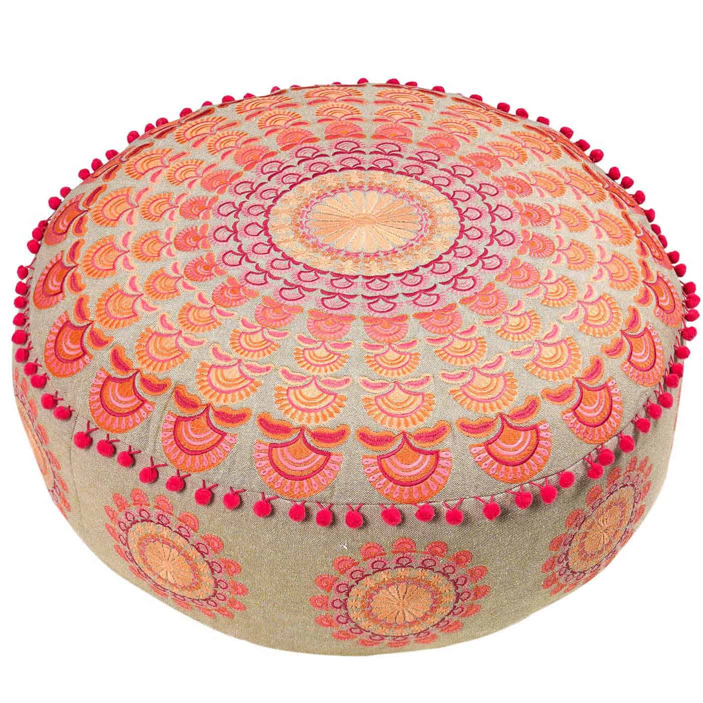 Funda de cojín grande estilo boho Mandala Life ART rosa