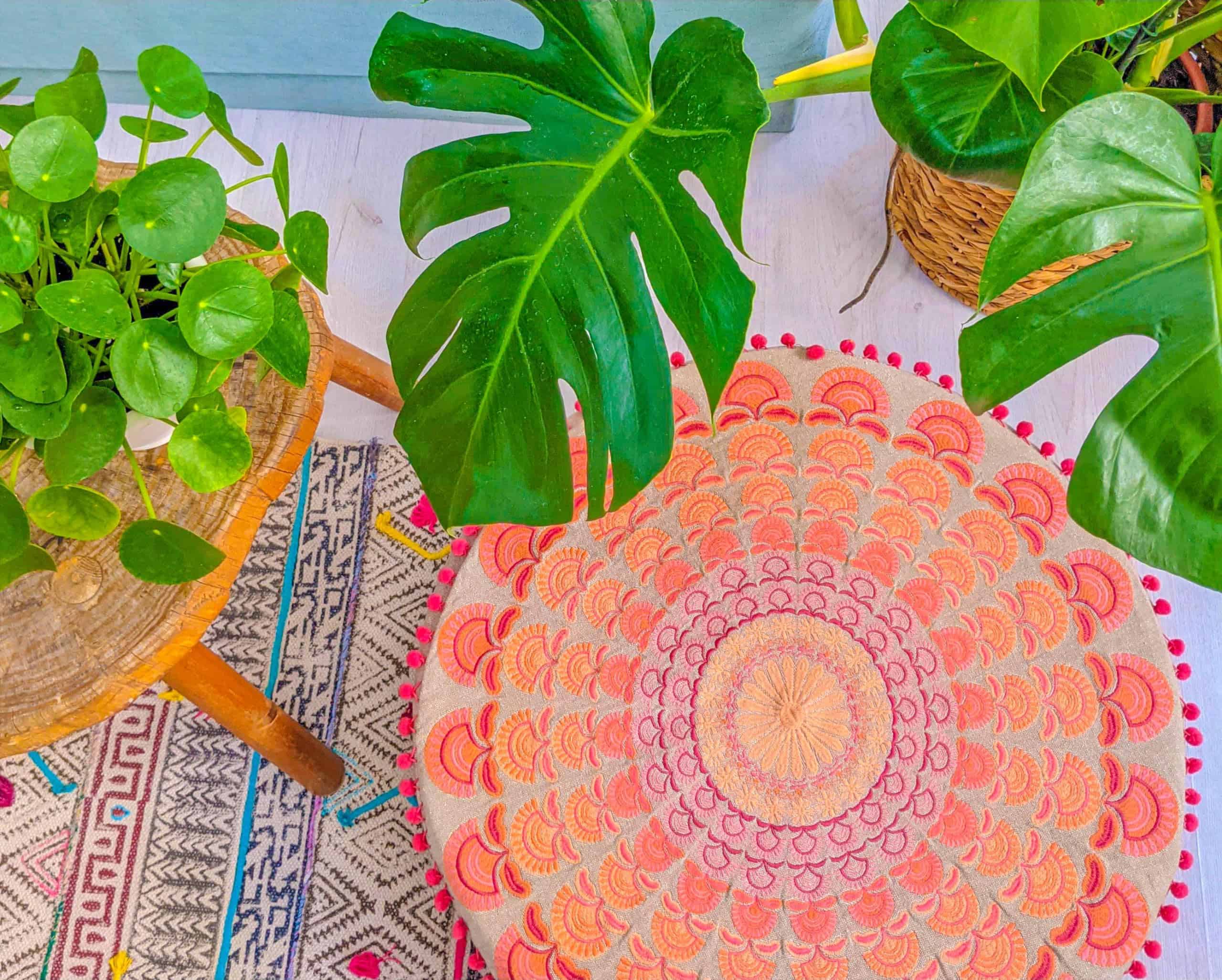 Funda de cojín grande estilo boho Mandala Life ART rosa - Imagen 3