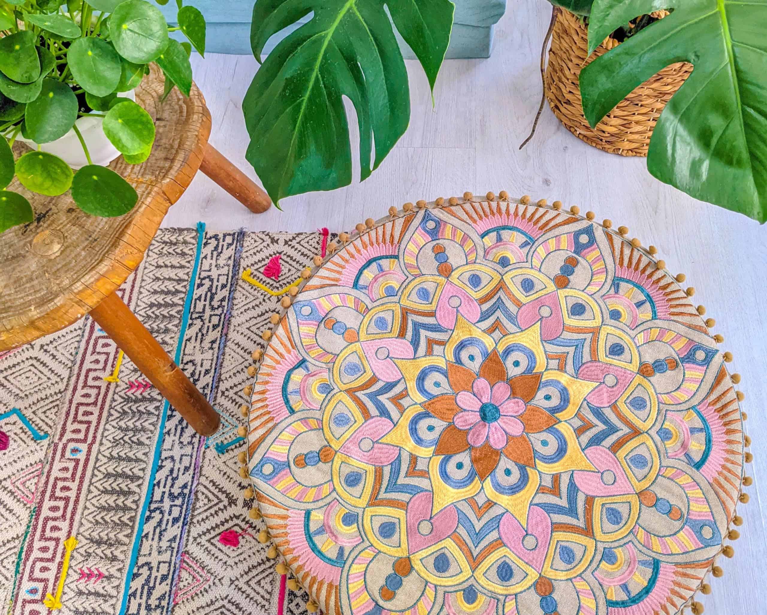 Funda de cojín redondo moderno con diseño de flor para - Imagen 8