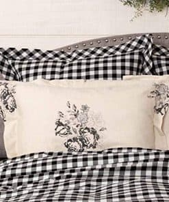 Piper Classics Lydia Black Floral Standard Pillow Sham, 21"
