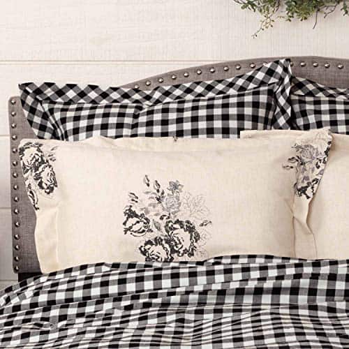 Piper Classics Lydia Black Floral Standard Pillow Sham, 21"