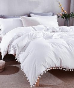 Andency Juego de Funda de Edredón con Flecos de Pom Pom