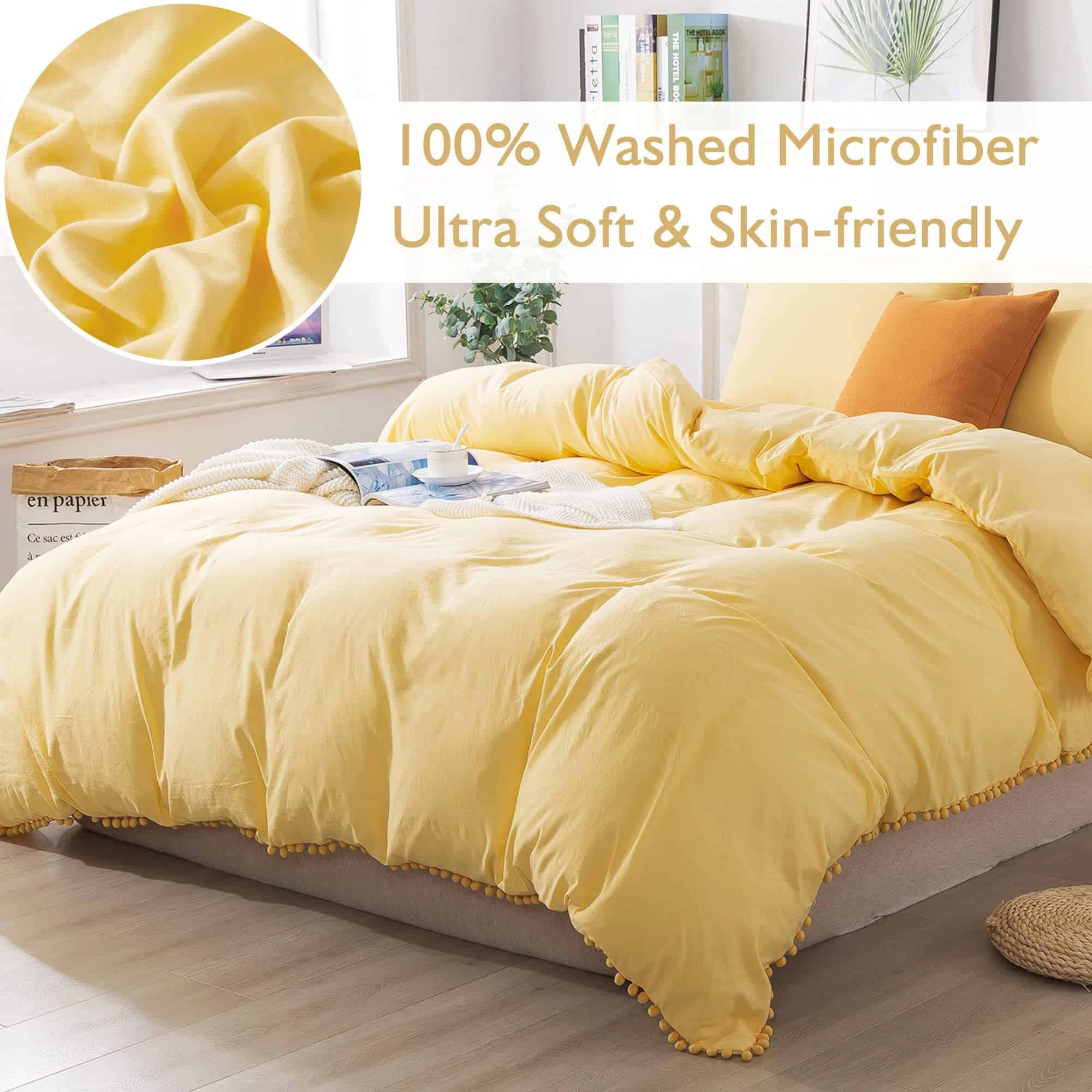 Andency Juego de Funda de Edredón con Flecos Pom Pom Tamaño - Imagen 5