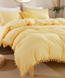 Andency Juego de Funda de Edredón con Borlas de Pom Pom,