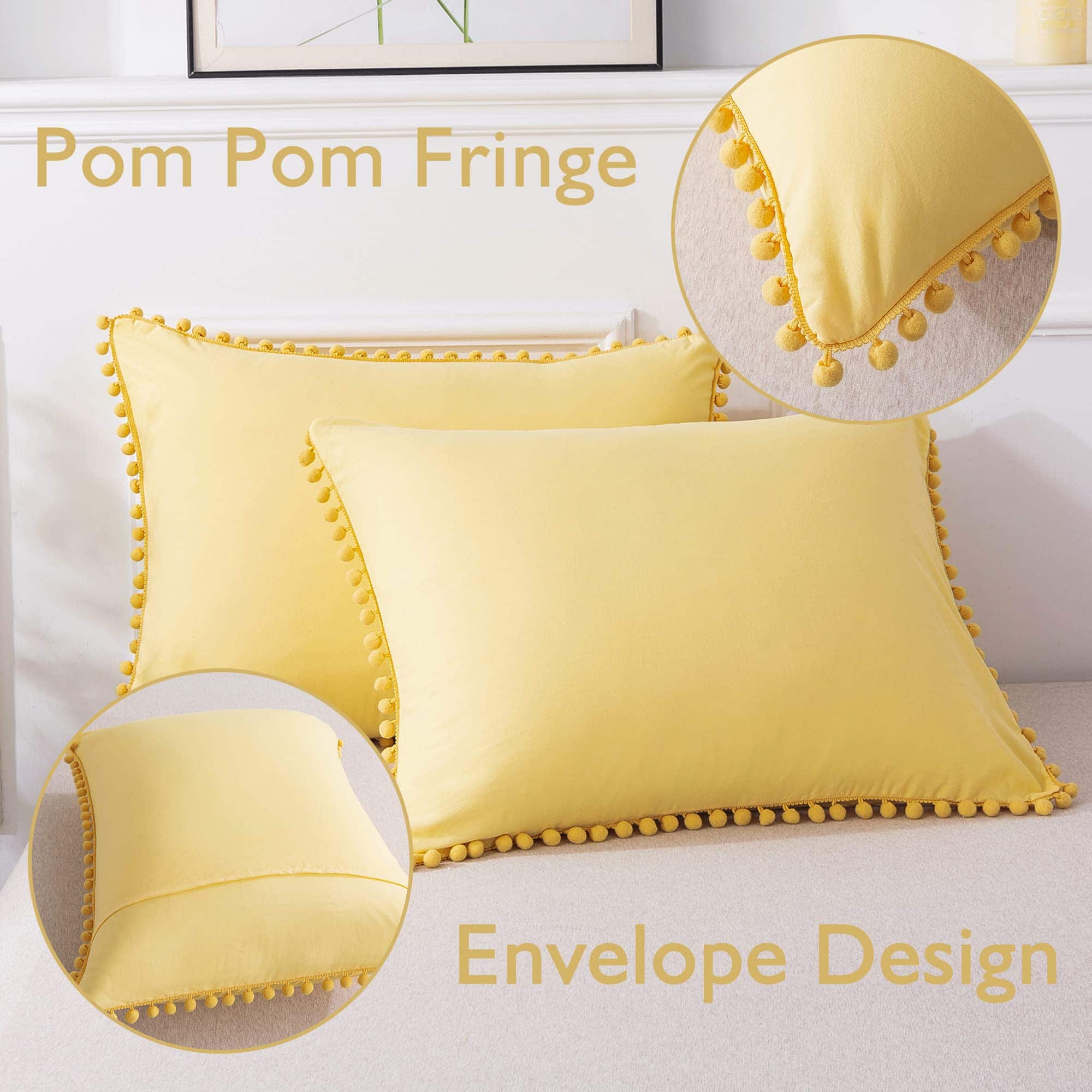 Andency Juego de Funda de Edredón con Flecos Pom Pom Tamaño - Imagen 7