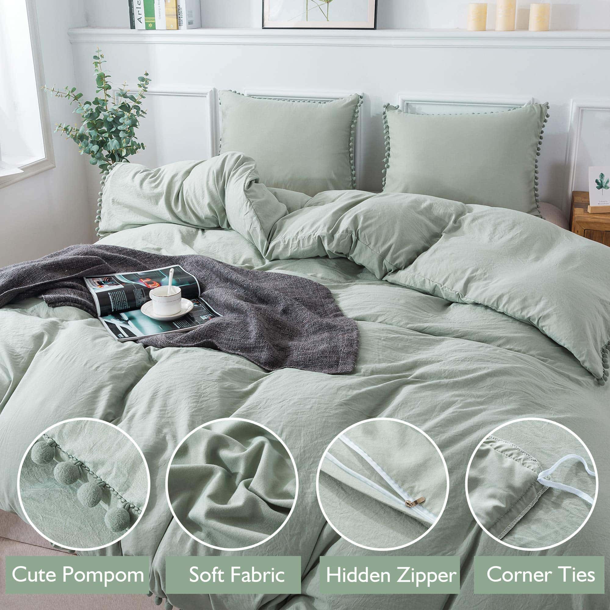 Andency Juego de Funda de Edredón Verde (66x90 Pulgadas), 2 - Imagen 3
