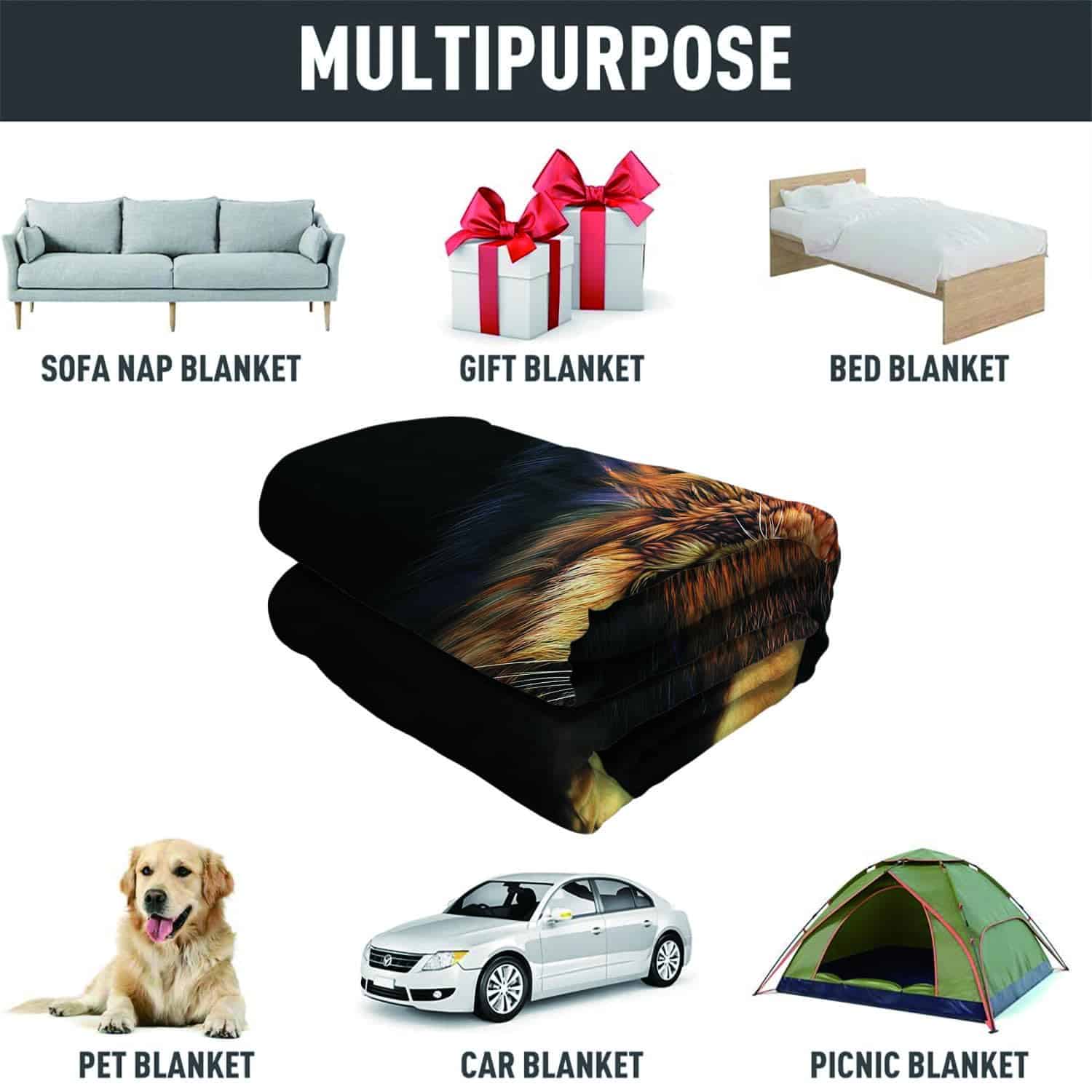 Manta de León HommomH Estampado Animal Suave y Cálida - - Imagen 6