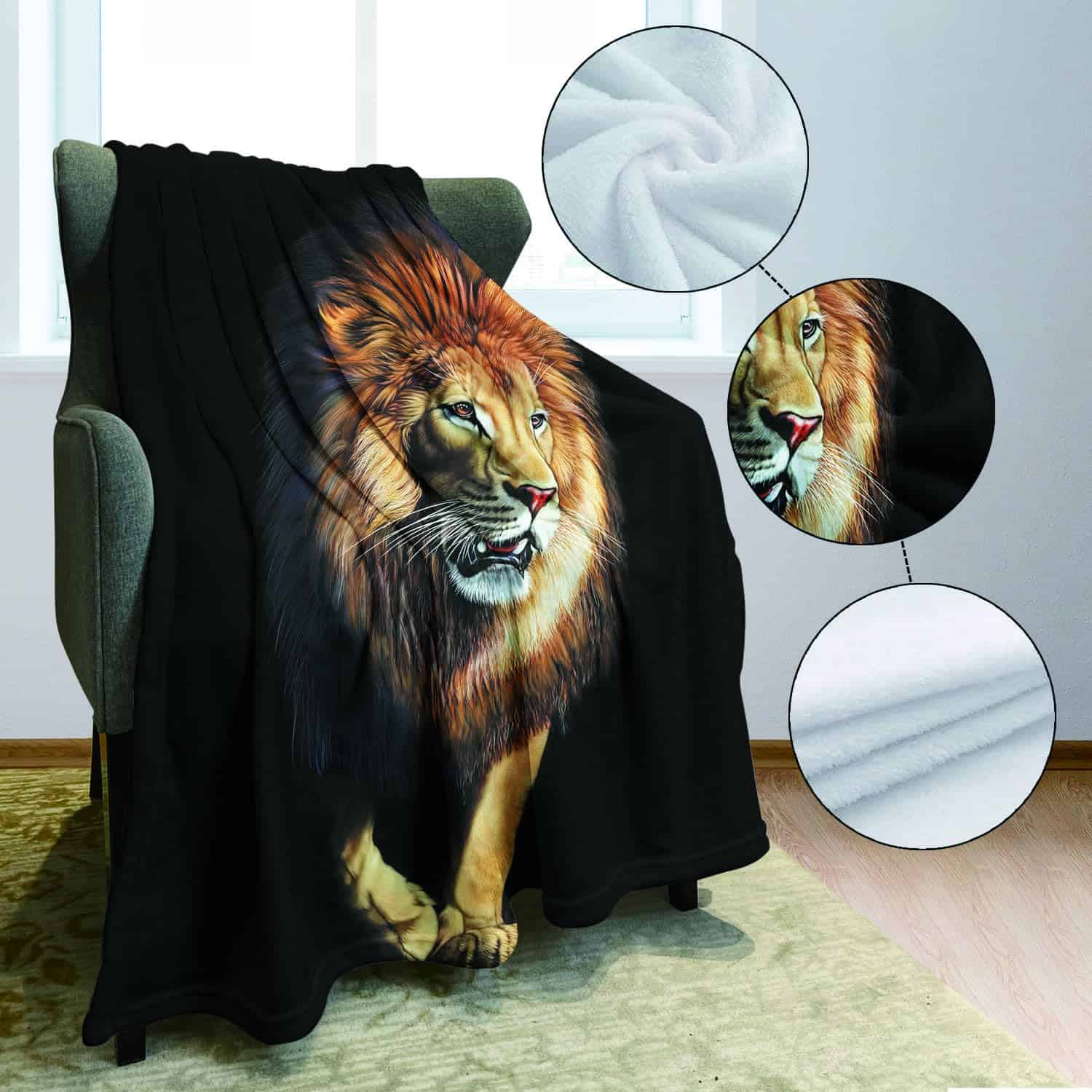 Manta de León HommomH Estampado Animal Suave y Cálida - - Imagen 5