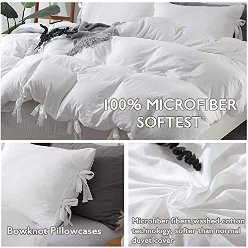 annadaif Funda de Edredón Blanco Tamaño Completo, 3 Piezas - Imagen 5