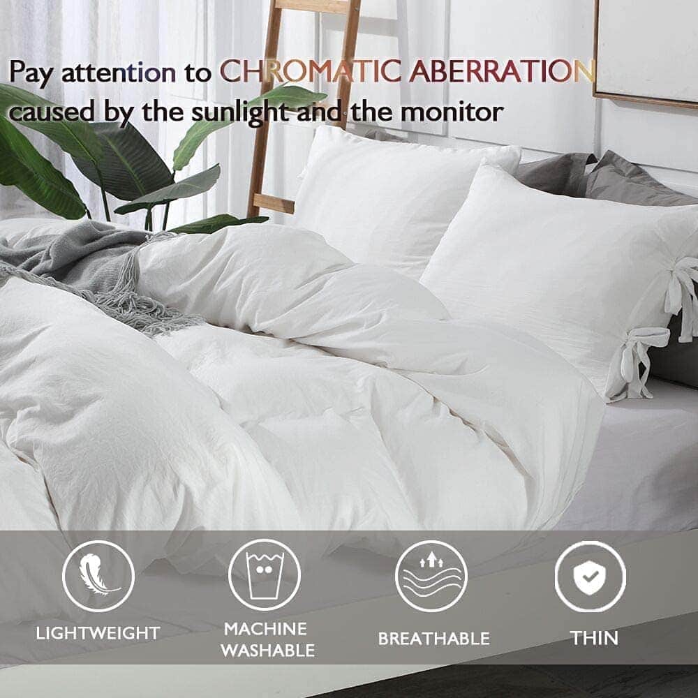 annadaif Funda de Edredón Blanco Tamaño Completo, 3 Piezas - Imagen 4