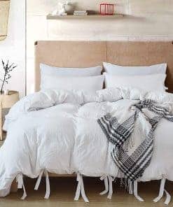 annadaif Funda de Edredón Blanco Tamaño Completo, 3 Piezas