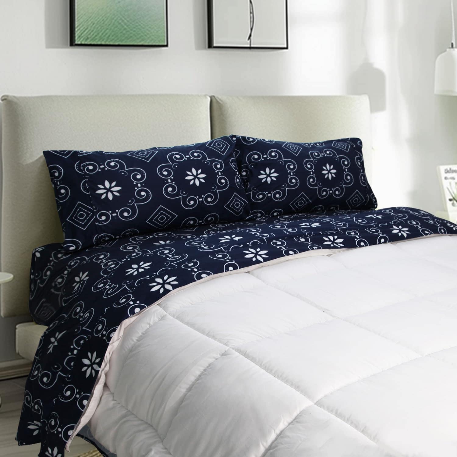 Juego de sábanas de franela de -Azul Marino - Imagen 7