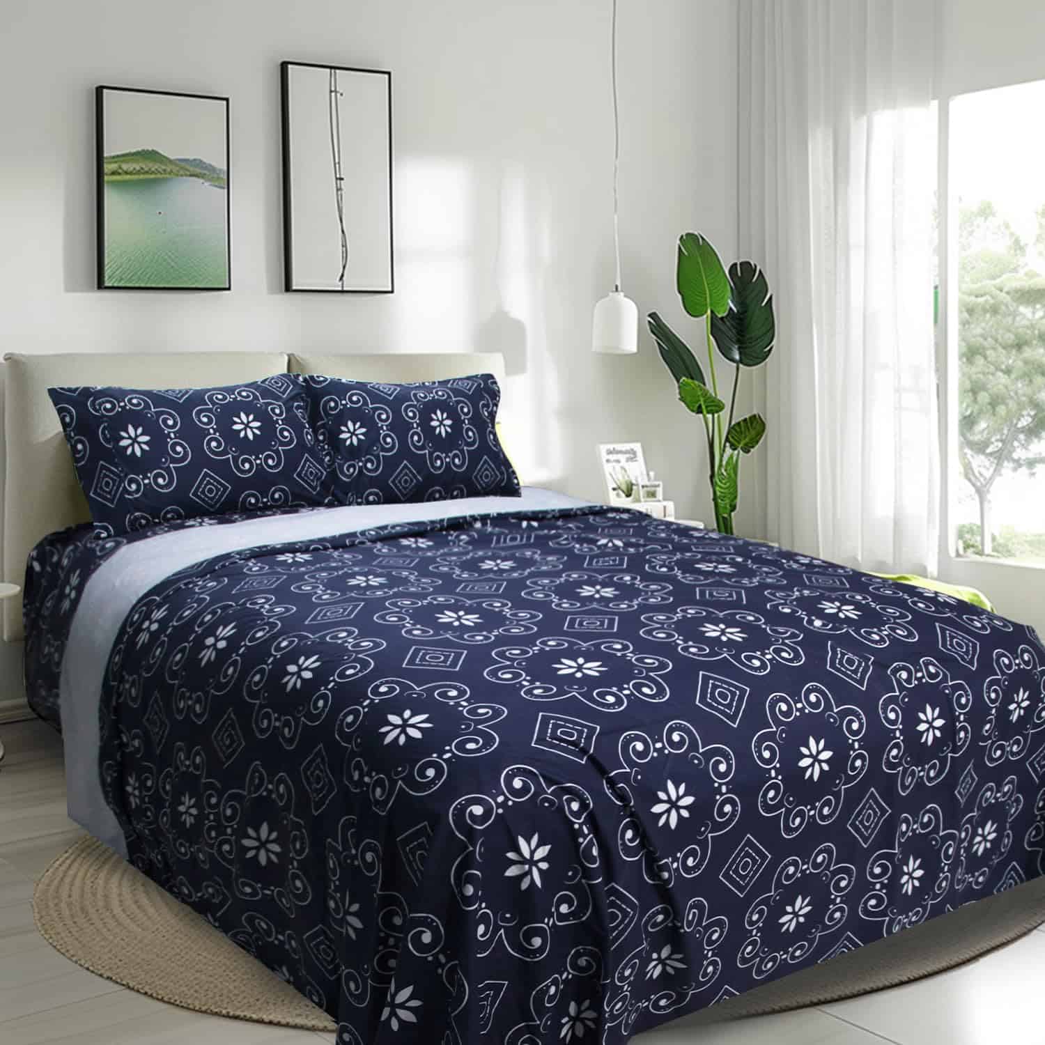 Juego de sábanas de franela de -Azul Marino - Imagen 6