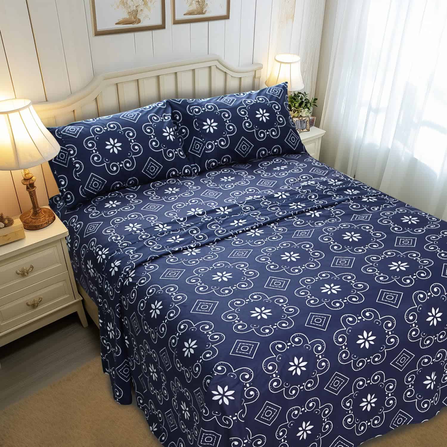 Juego de sábanas de franela de -Azul Marino - Imagen 5