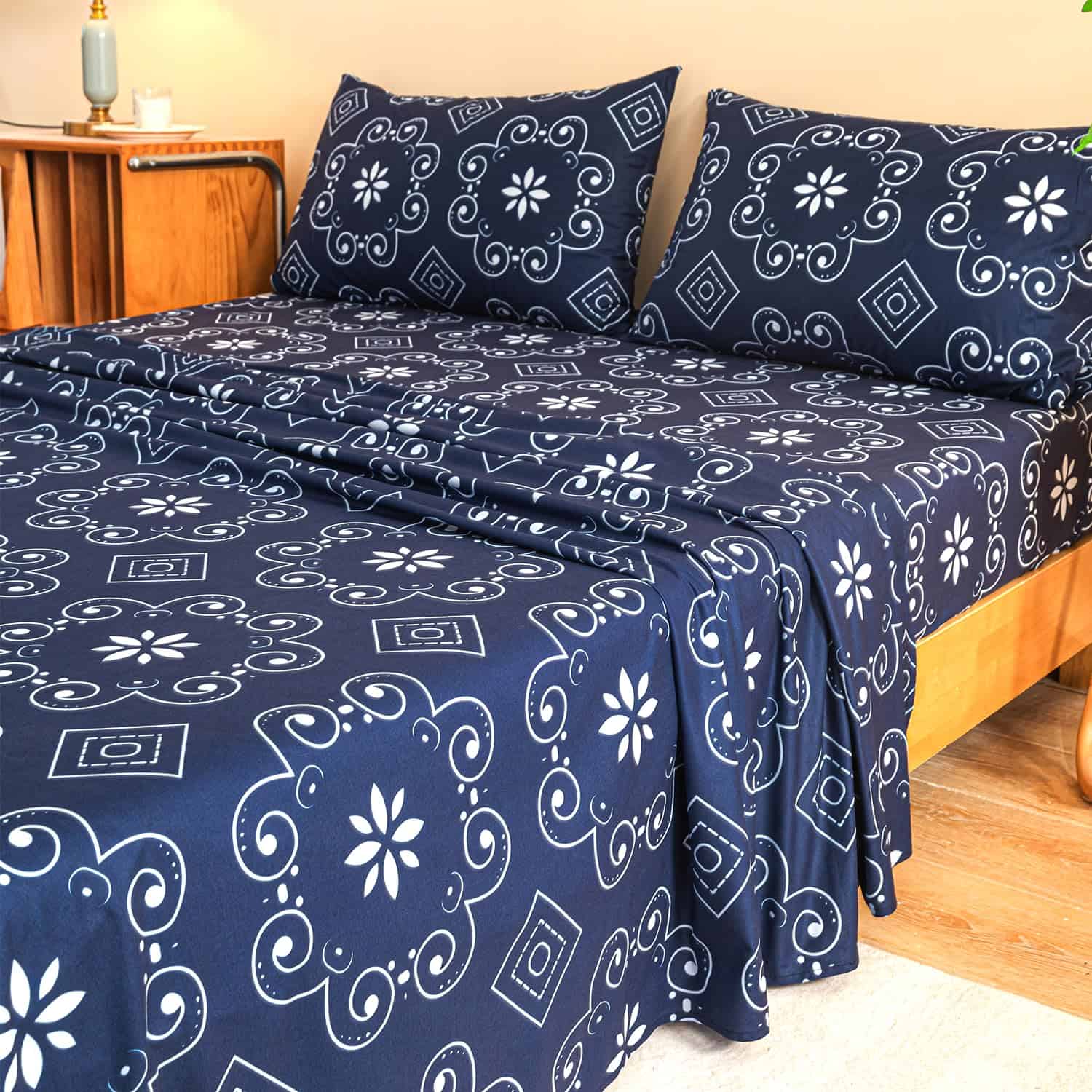 Juego de sábanas de franela de -Azul Marino