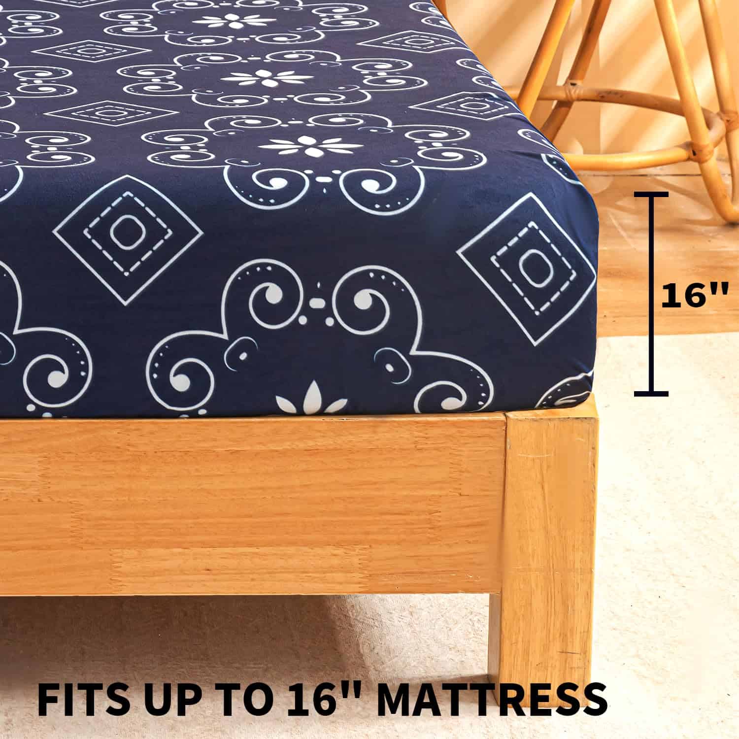 Juego de sábanas de franela de -Azul Marino - Imagen 4