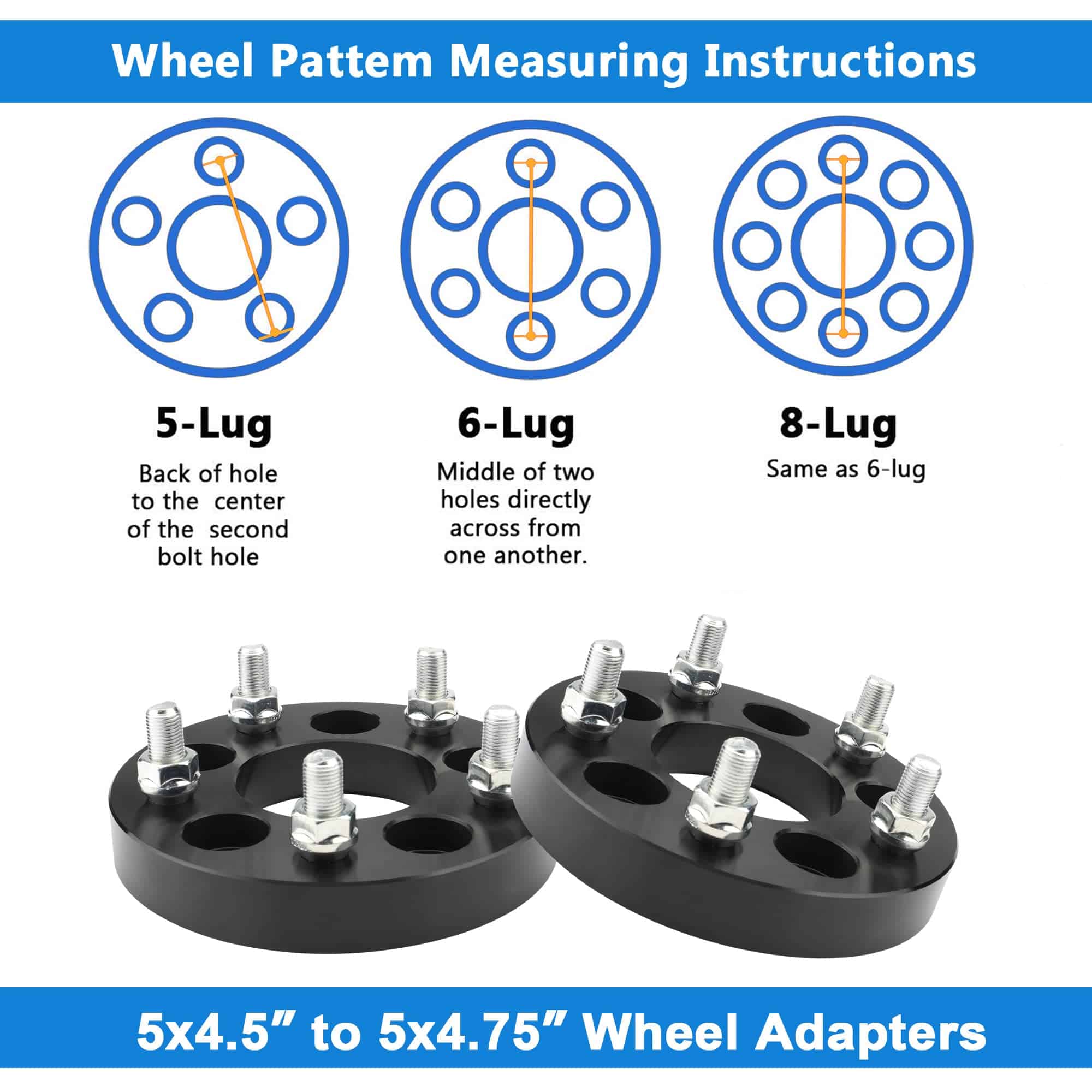YIZBAP Adaptadores de Rueda de 5x4.5 a 5x4.75, 1 pulgada - Imagen 7