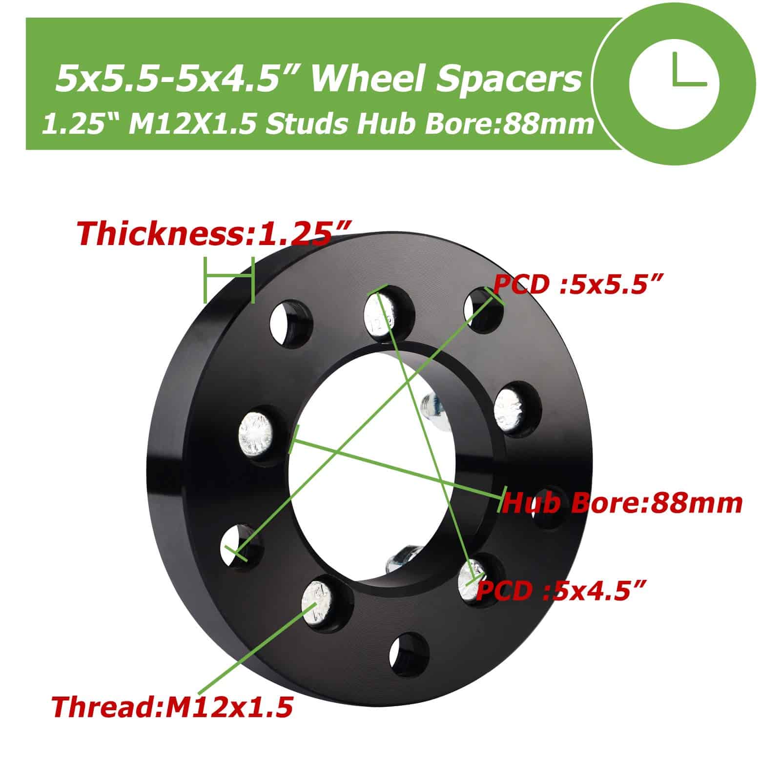 Adaptador de Rueda YIZBAP 5x5.5 a 5x4.5, 1.25 pulgadas - Imagen 3