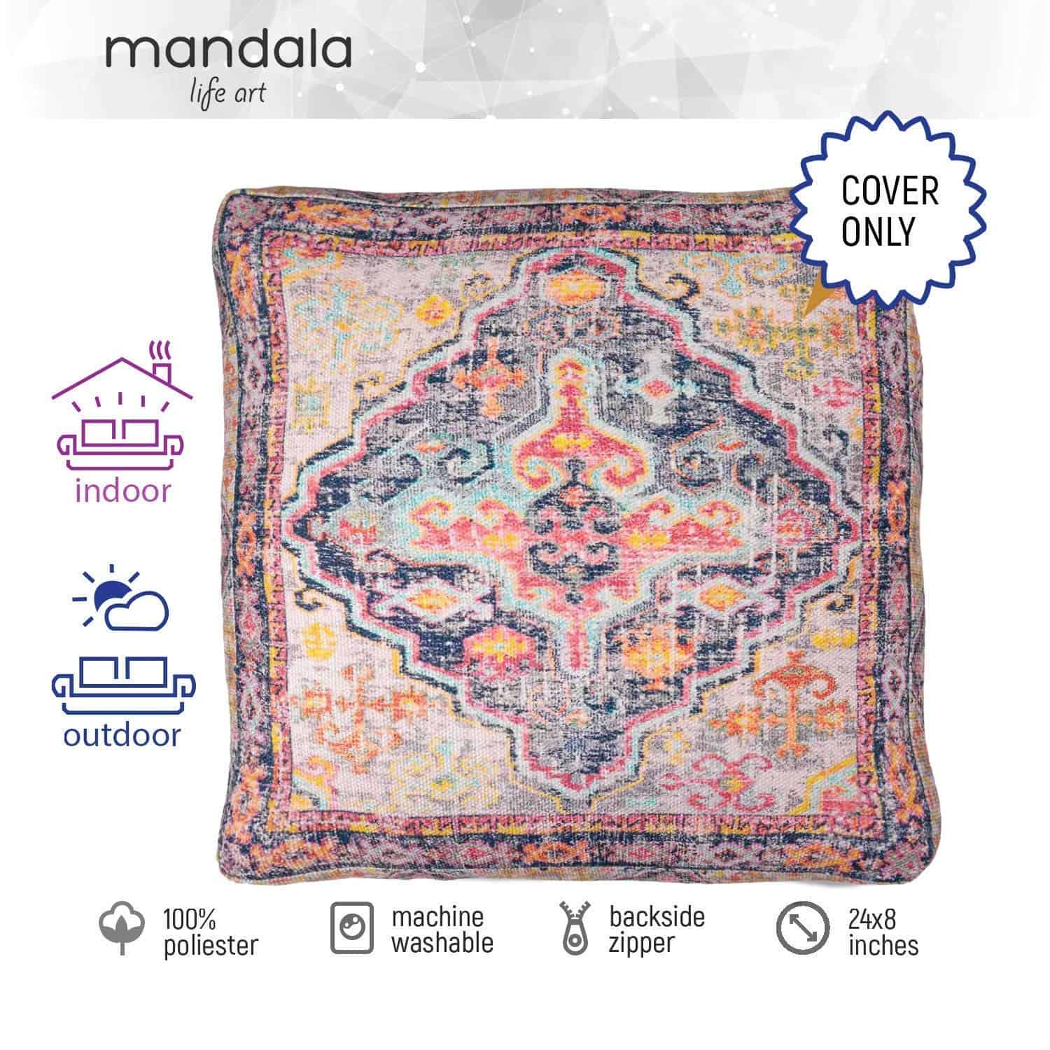 Funda de cojín para suelo exterior bohemio de Mandala Life - Imagen 5