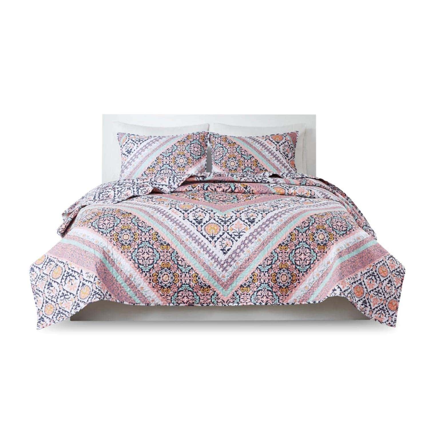 Juego de Cubrecamas Reversible de Algodón Estampado con