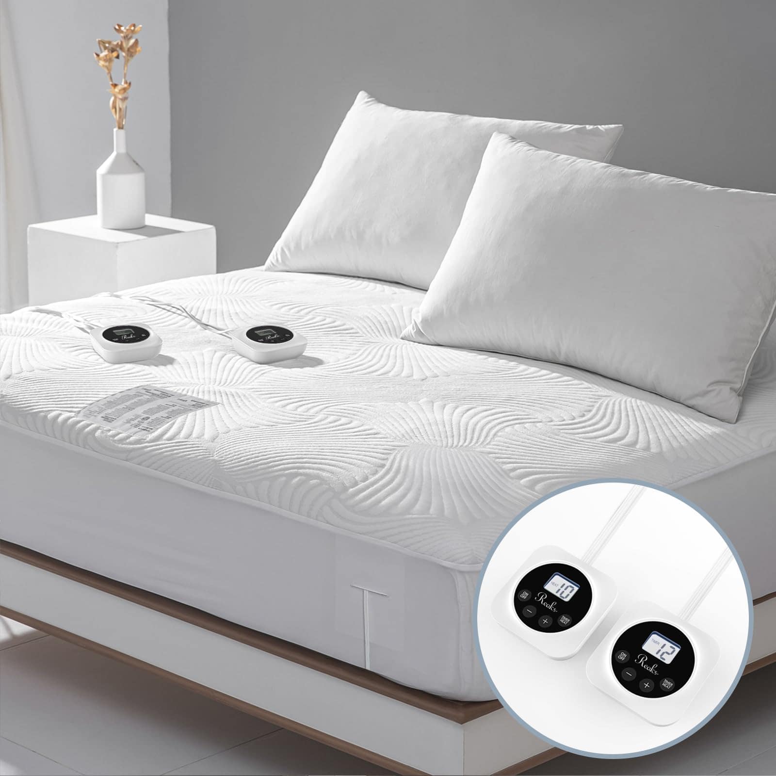Protector de colchón eléctrico con control dual para cama