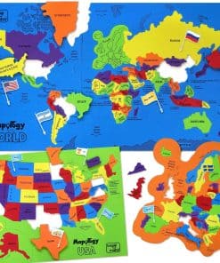 Rompecabezas Mapology USA & World Map con Banderas,