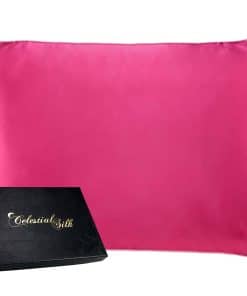 Funda de Almohada de Seda 100% Pura de -Rosa Caliente