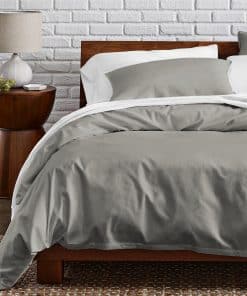 Juego de Funda de Edredón 100% Algodón -Gris Claro