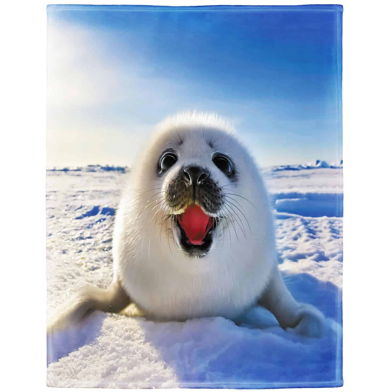 Manta de Lana de Felpa de Foca Linda para Mujeres Niñas