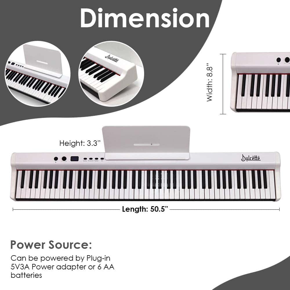 Teclado Piano Portátil Dulcette DX-10 de 88 Teclas | - Imagen 7