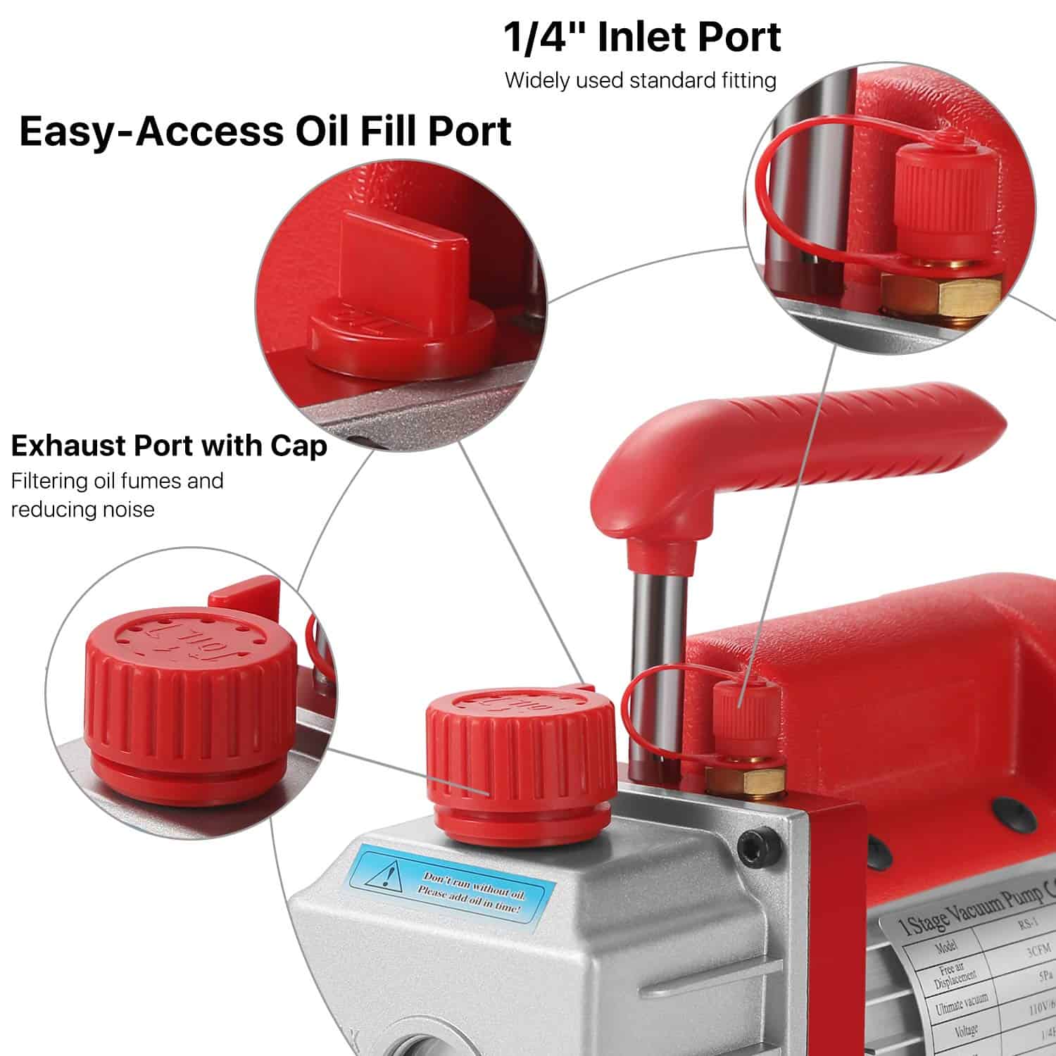 Bomba de Vacío HVAC Flexzion Eléctrica de una Etapa 3CFM - Imagen 4