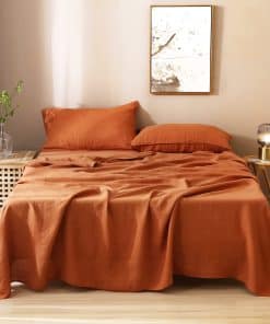 Juego de sábanas de lino francés 100% -Caramelo