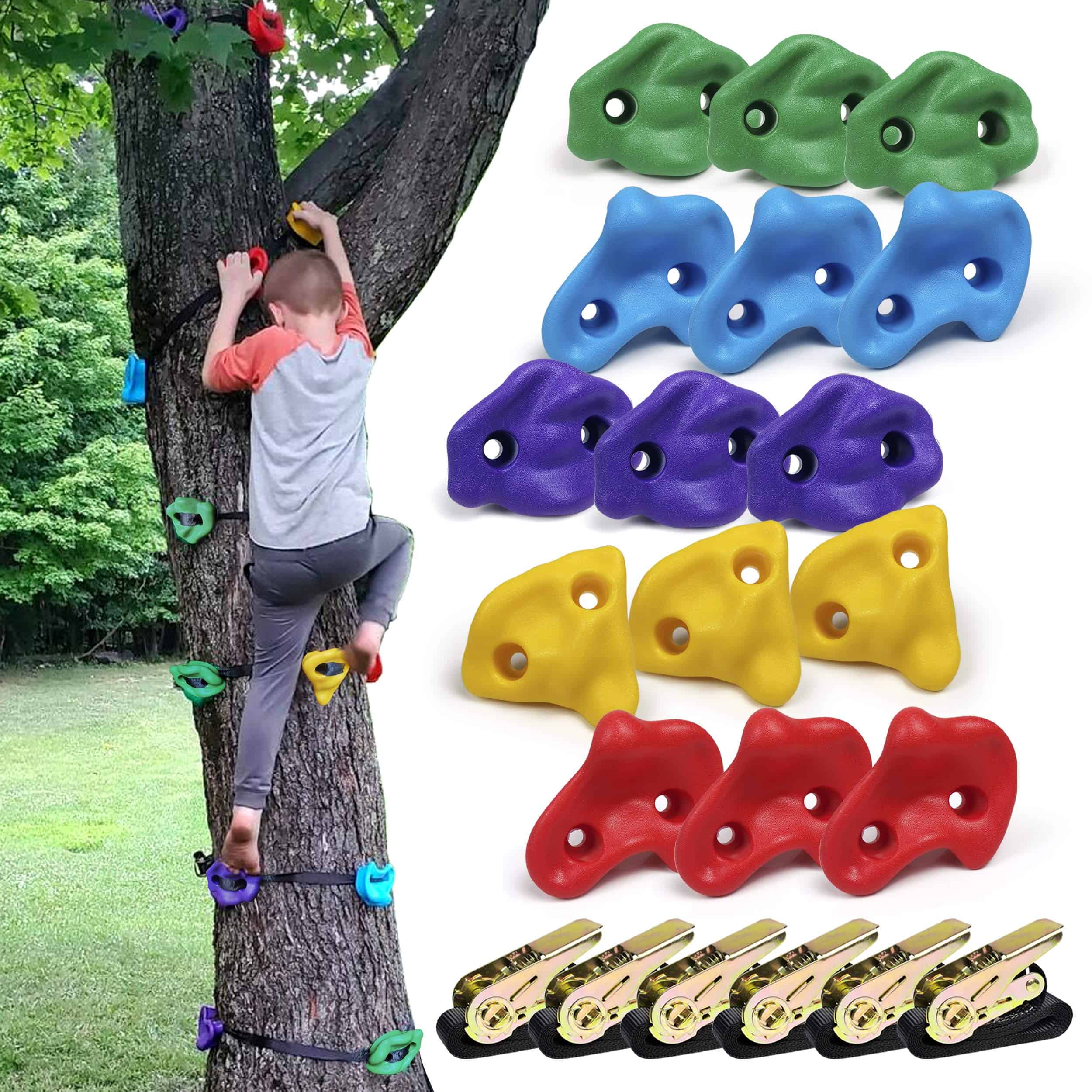 SSBRIGHT Tree Climbers, Juego de 15 Agarres/Escalones para