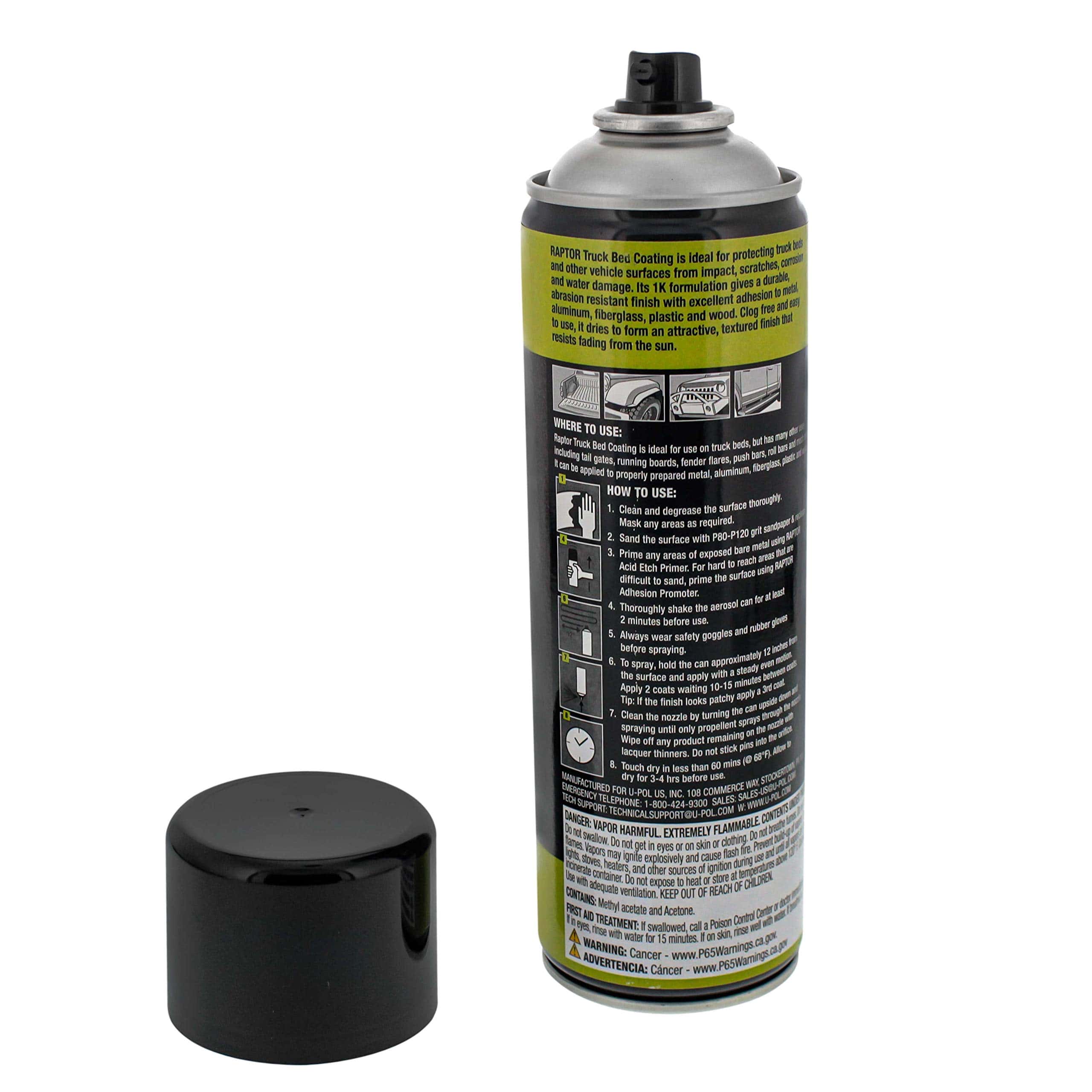 U-POL Raptor 1K Bed Liner Aerosol Negro, 14.3 Onzas - Imagen 3