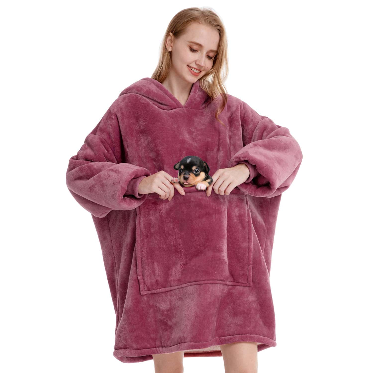 Manta con Capucha Zip Sherpa Anccion con Mangas Largas,