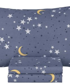 Juego de sábanas para cama individual de lunas y estrellas