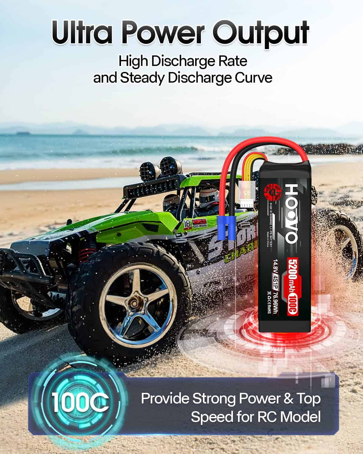 Batería de Lipo HOOVO 14.8V 100C 5200mAh 4S con Conector - Imagen 6