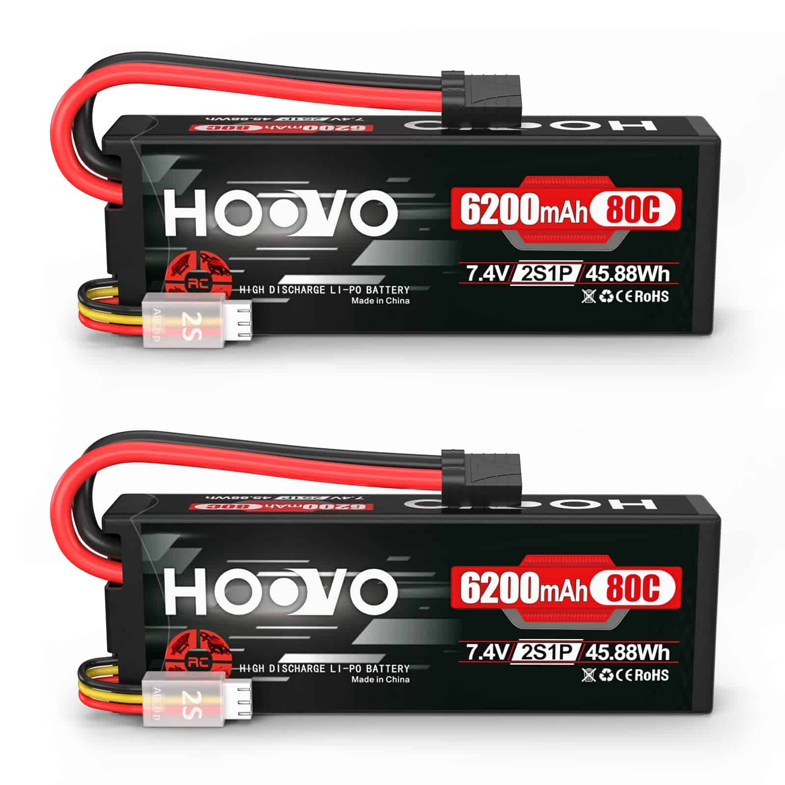 Batería de Lipo HOOVO 7.4V 80C 6200mAh 2S con Caja Dura y