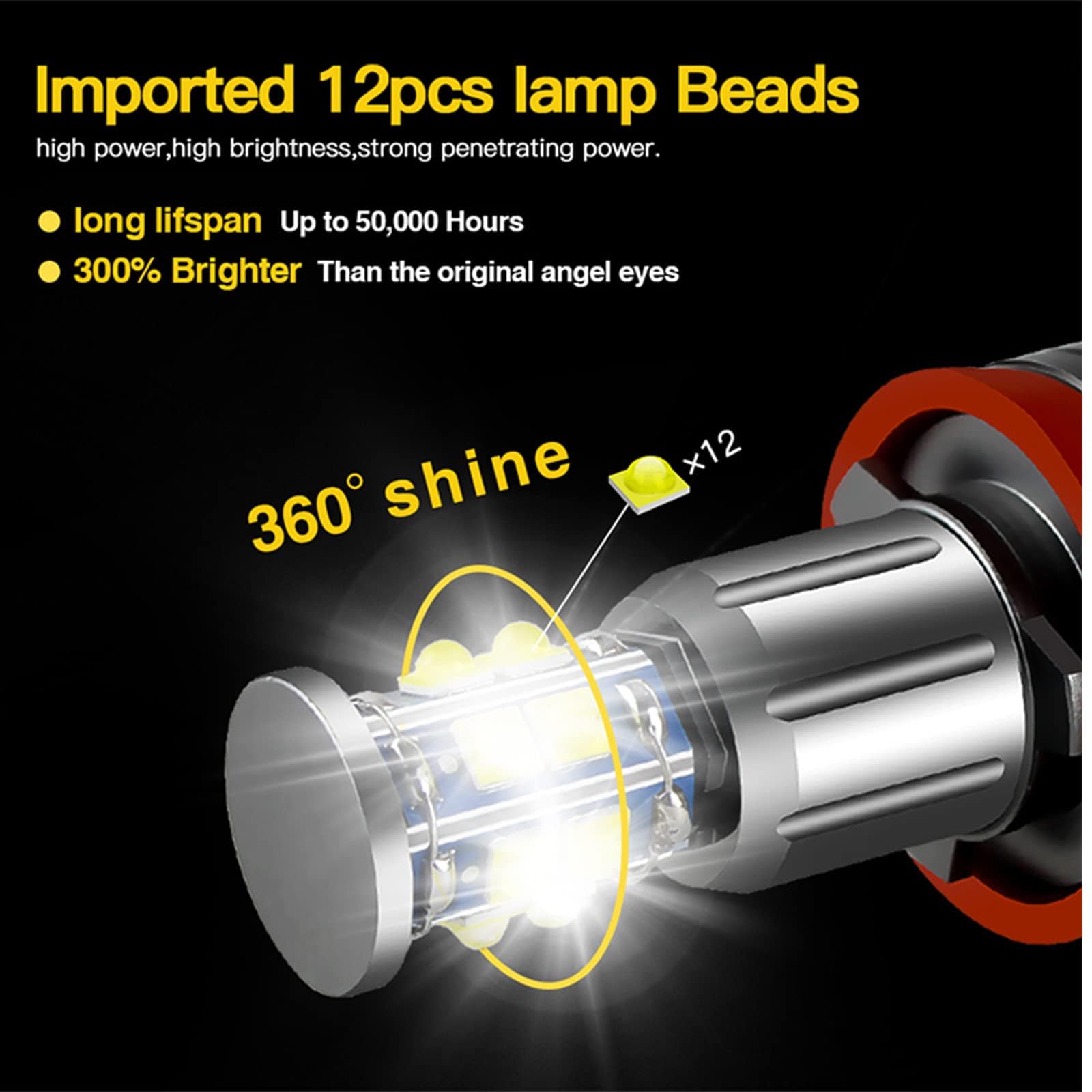 APMAT H8 LED Angel Eyes Halo Bulb Light Compatible para BMW - Imagen 3