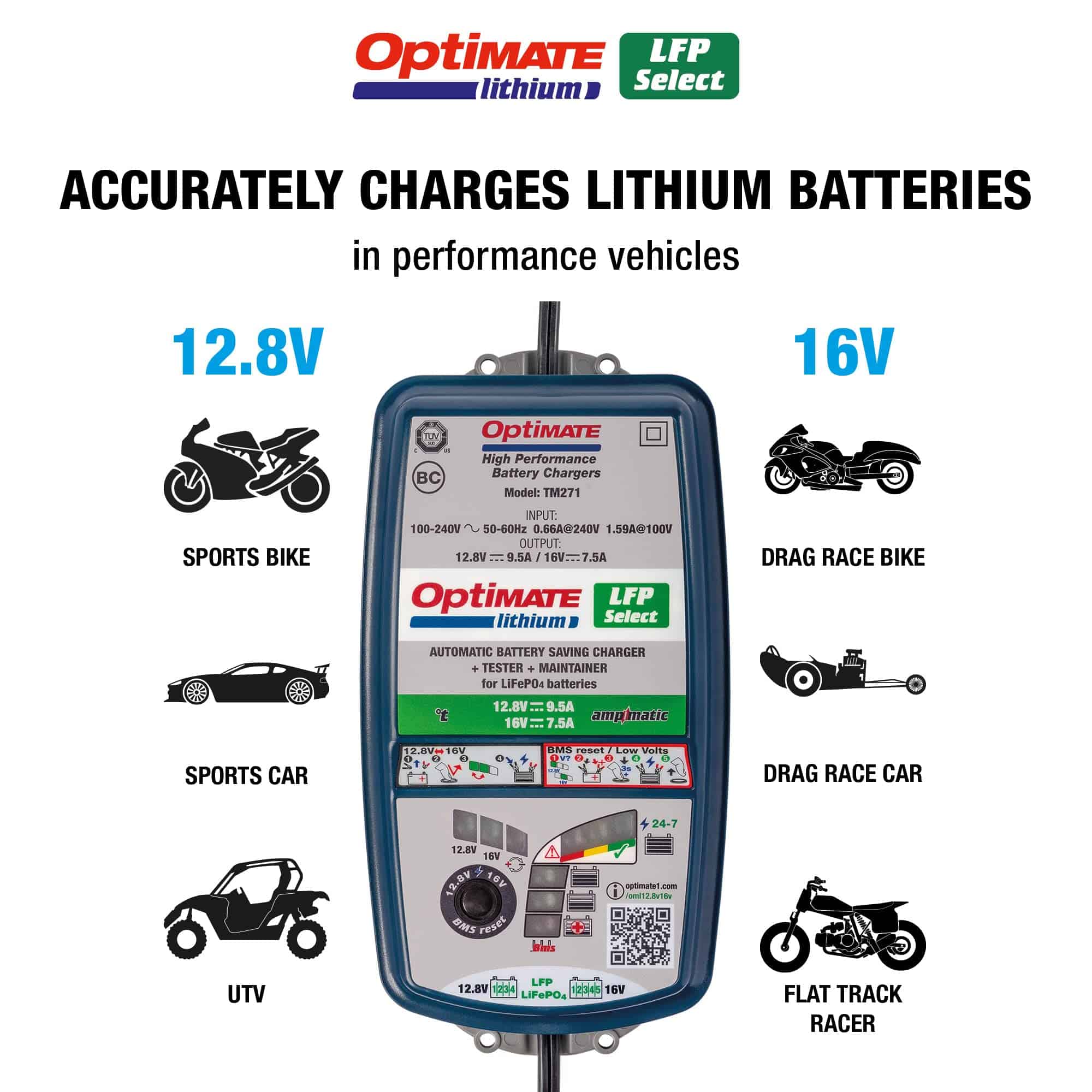 Optimate Lithium LFP Select, TM271v2, Cargador y Mantenedor - Imagen 3