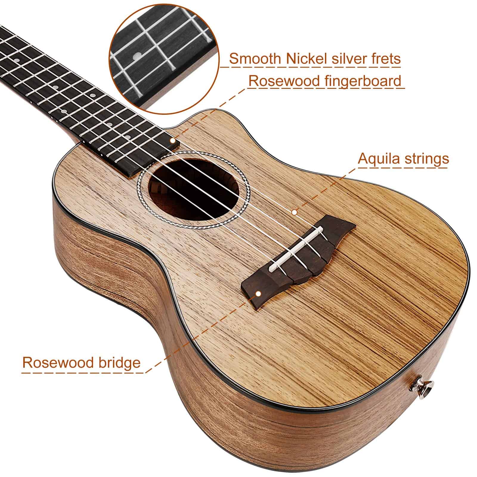 Ranch Ukelele de Concierto 23 pulgadas Profesional Aprende - Imagen 4