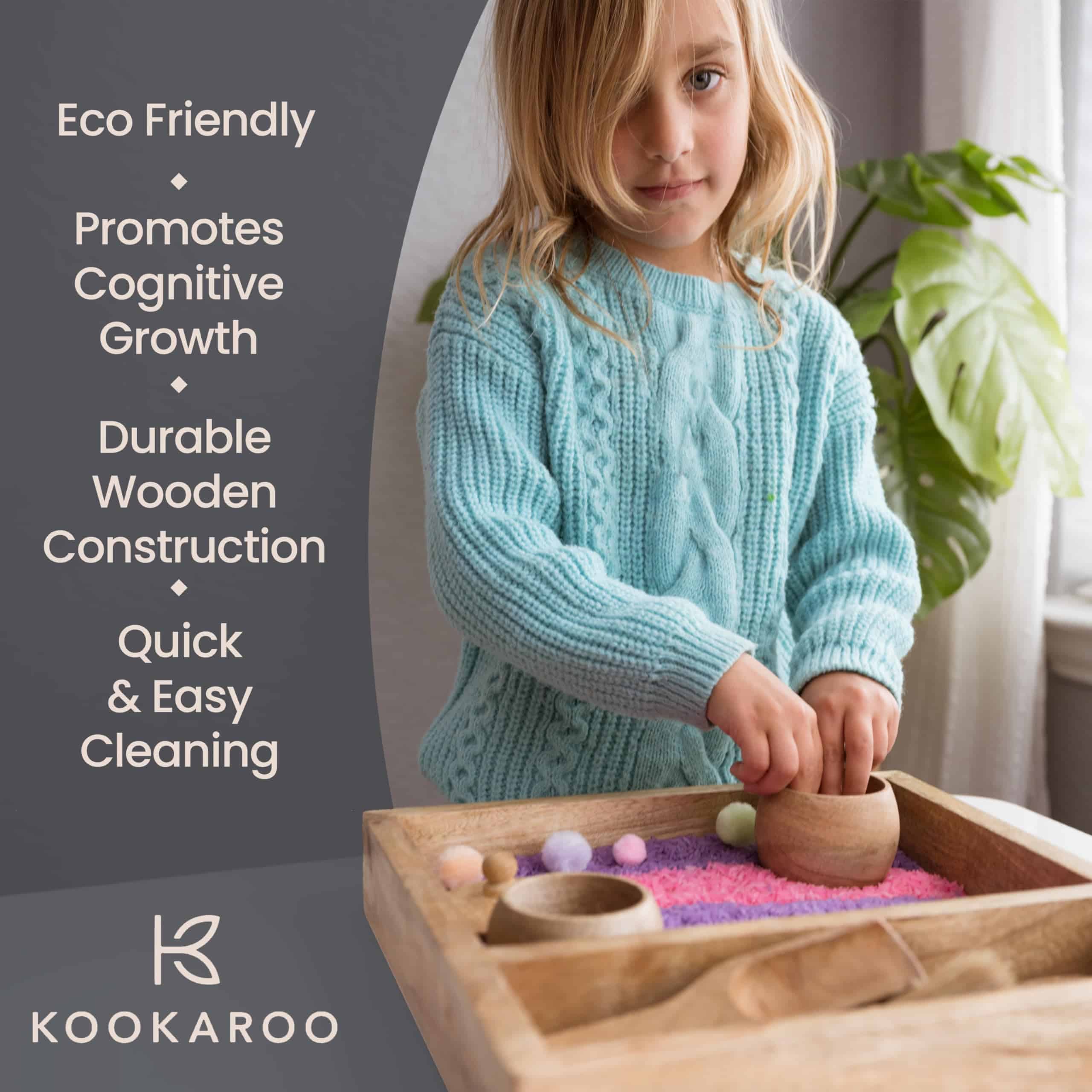KOOKAROO Sensory Play Bin - 9 Herramientas Montessori + 1 - Imagen 5