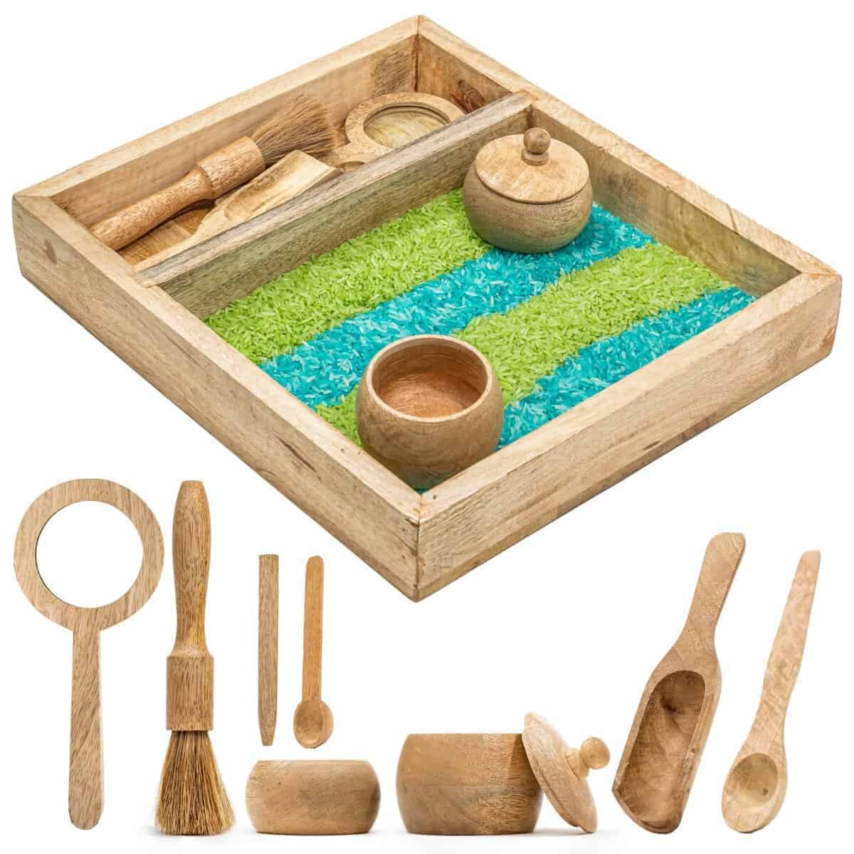 KOOKAROO Sensory Play Bin - 9 Herramientas Montessori + 1