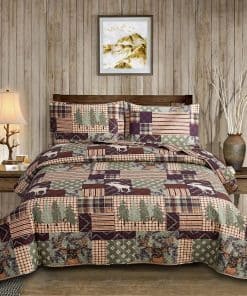 Juego de Colcha Reversible de 3 Piezas con Motivos de